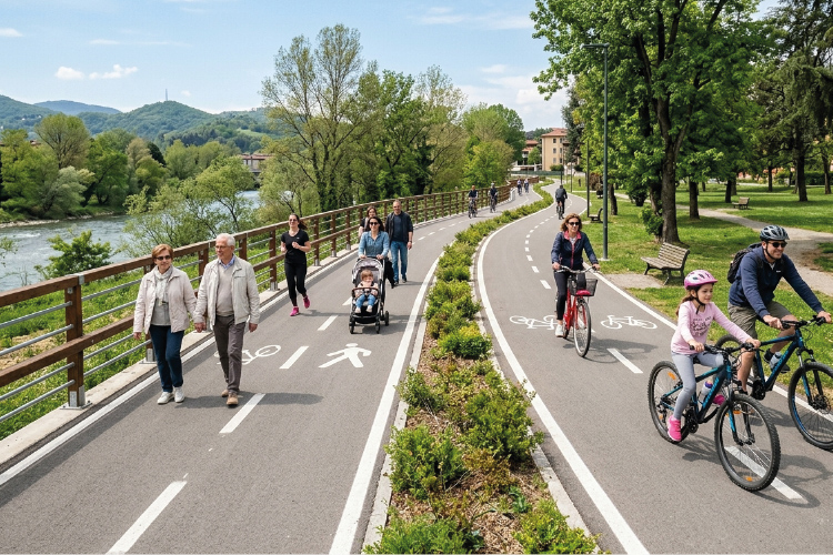Pavimentazione per piste ciclabili in asfalto ecologico realizzata da Oraizon